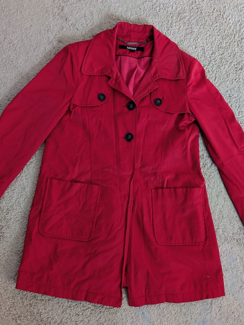 DKNY Women's Red Button/Snap Front Coat